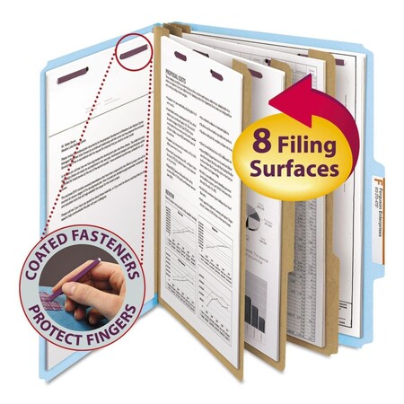 Made-To-Stick 0.4 Cut Eight Section Pressboard Folder with Fastener, Blue - Size Letter MA3750783